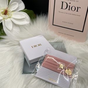 Dior BEAUTE Bracelet Perfume Bracelet, Pink Ribbon Wrap Bracelet Goldtone Charms